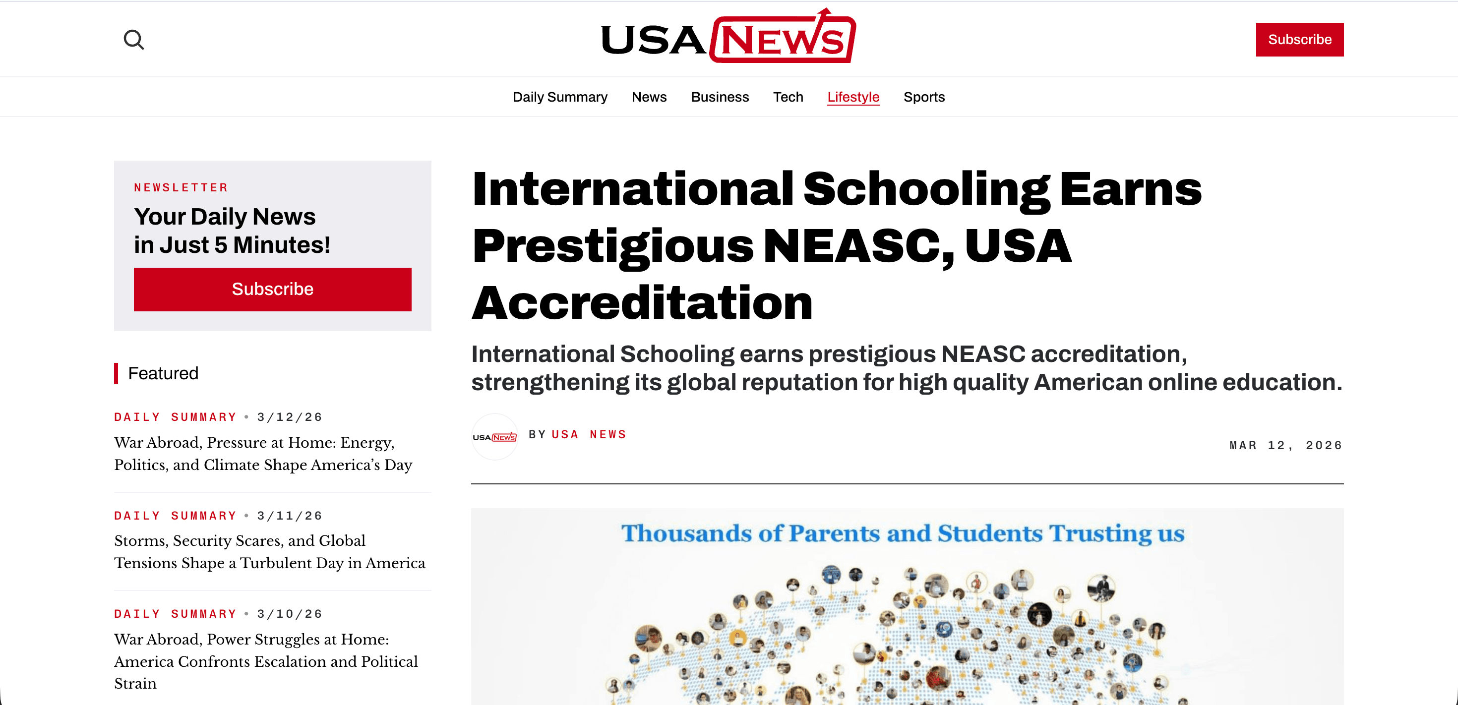 International Schooling NEASC accreditation news