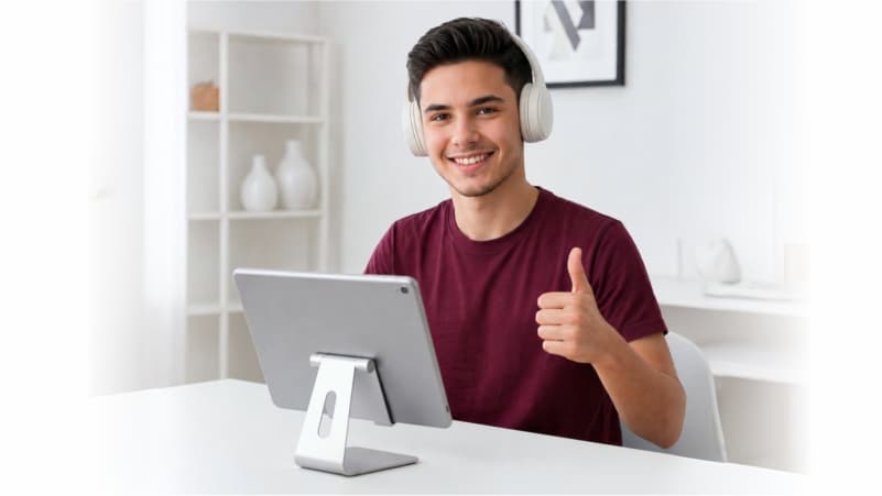 Student enjoying live online classes