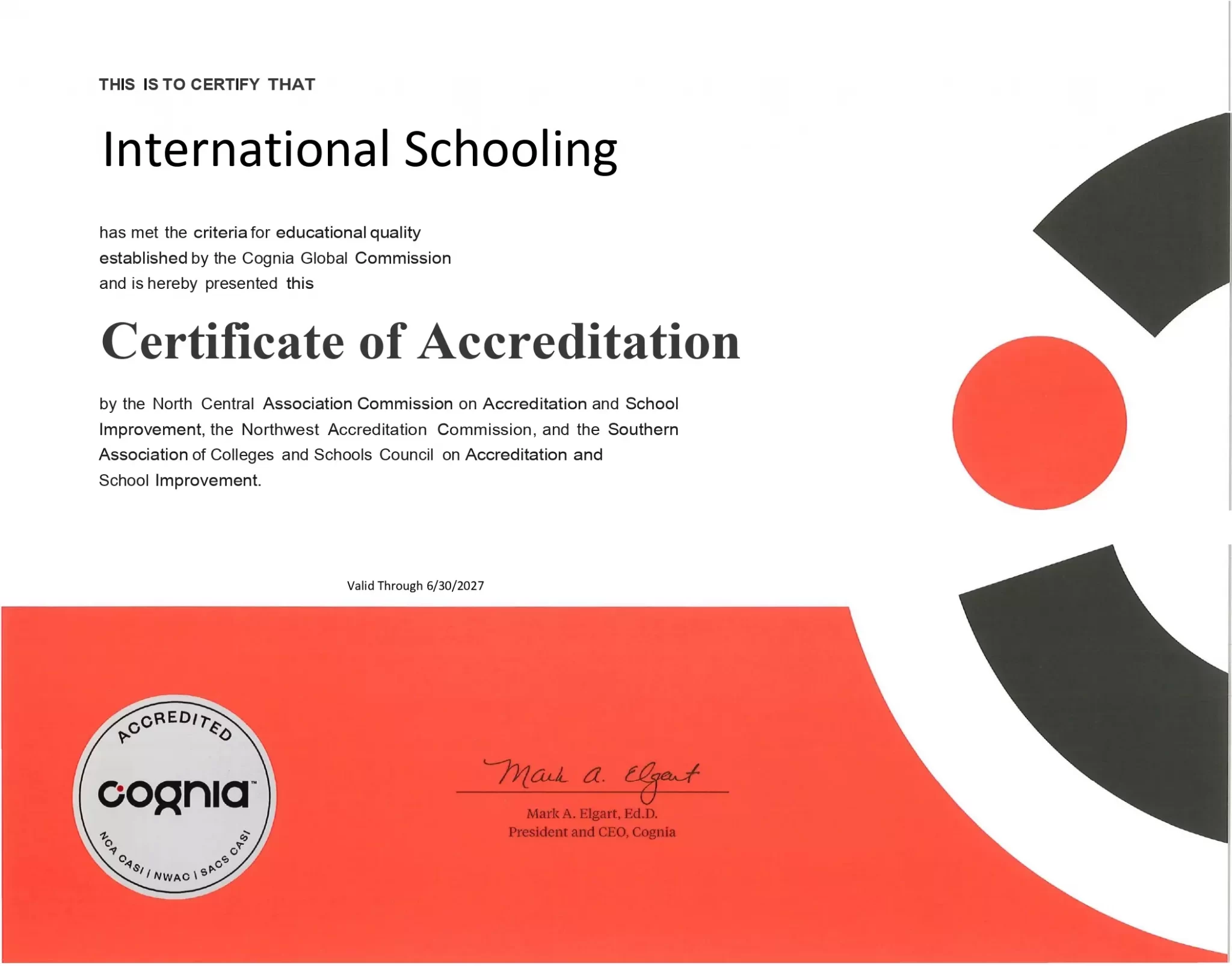Cognia Certificate