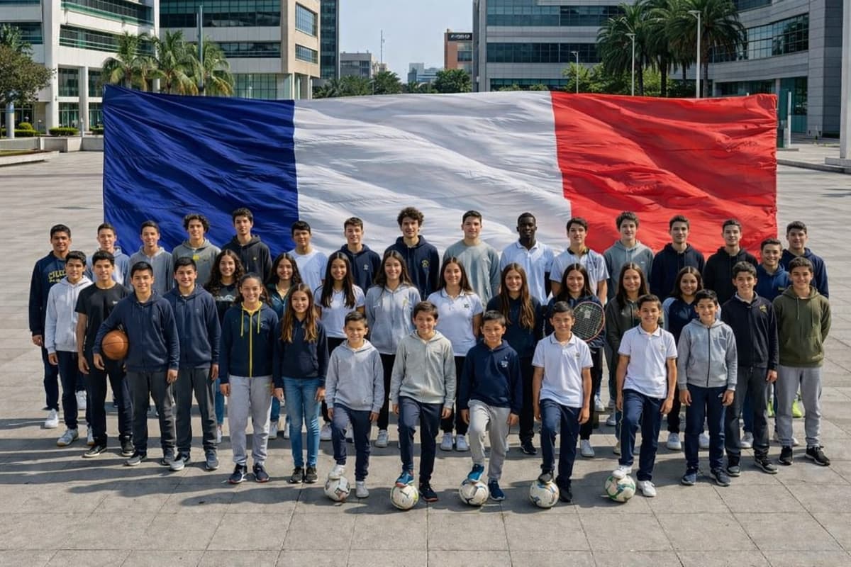 Children with France flag background