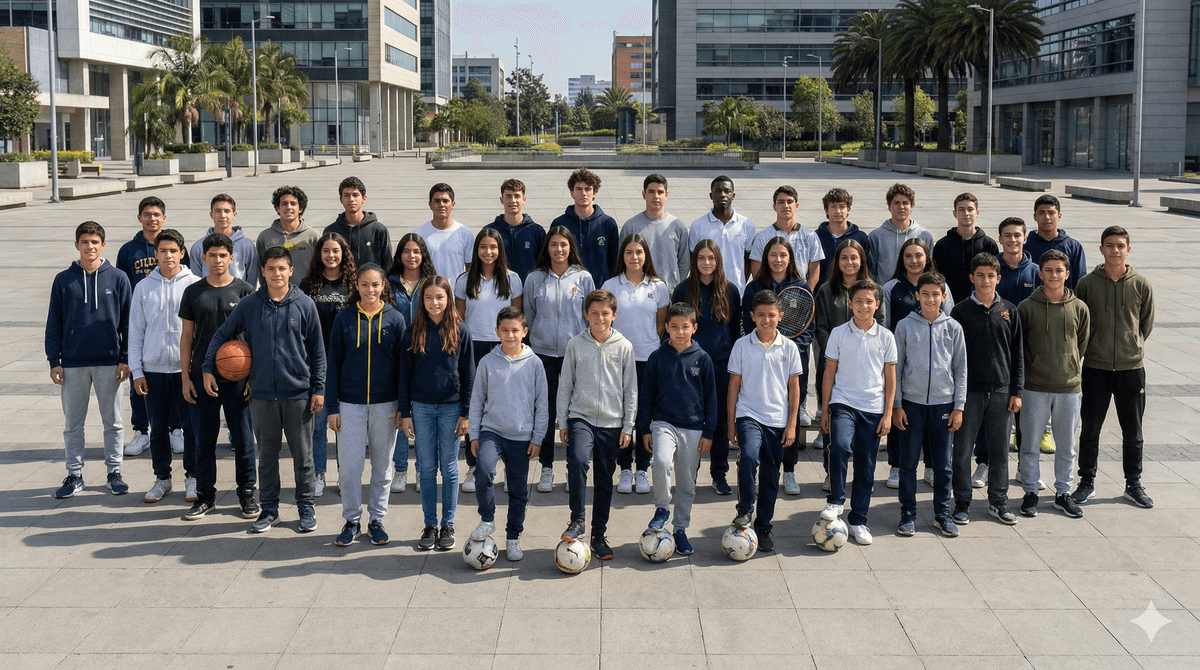 Kids with Colombia flag background