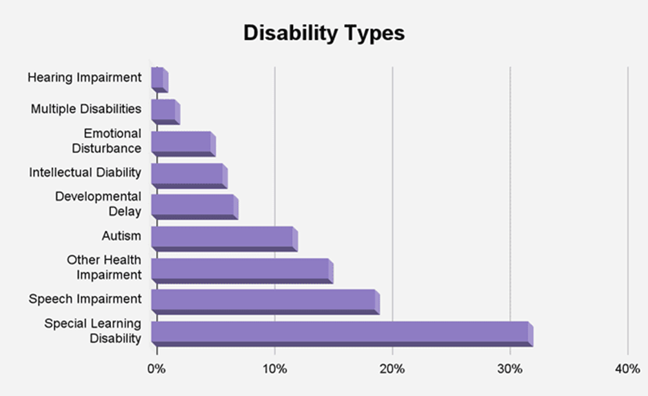 Tipos de discapacidad en los estudiantes