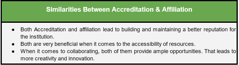 Similarities Between Accreditation & Affiliation